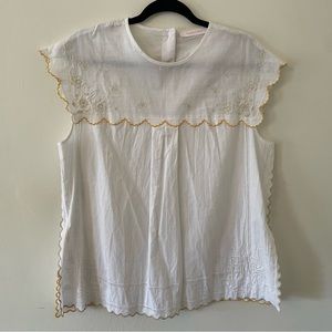 See By Chloe Embroidered Lace Scallop Blouse